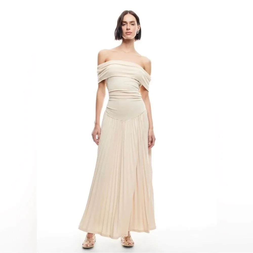 Field of Dreams Lioness Cream Off-Shoulder Maxi Dress